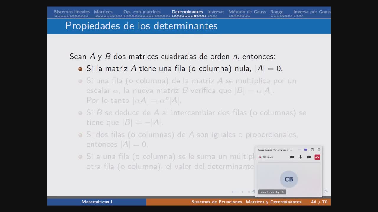 Ejercicio de determinantes y sus propiedades