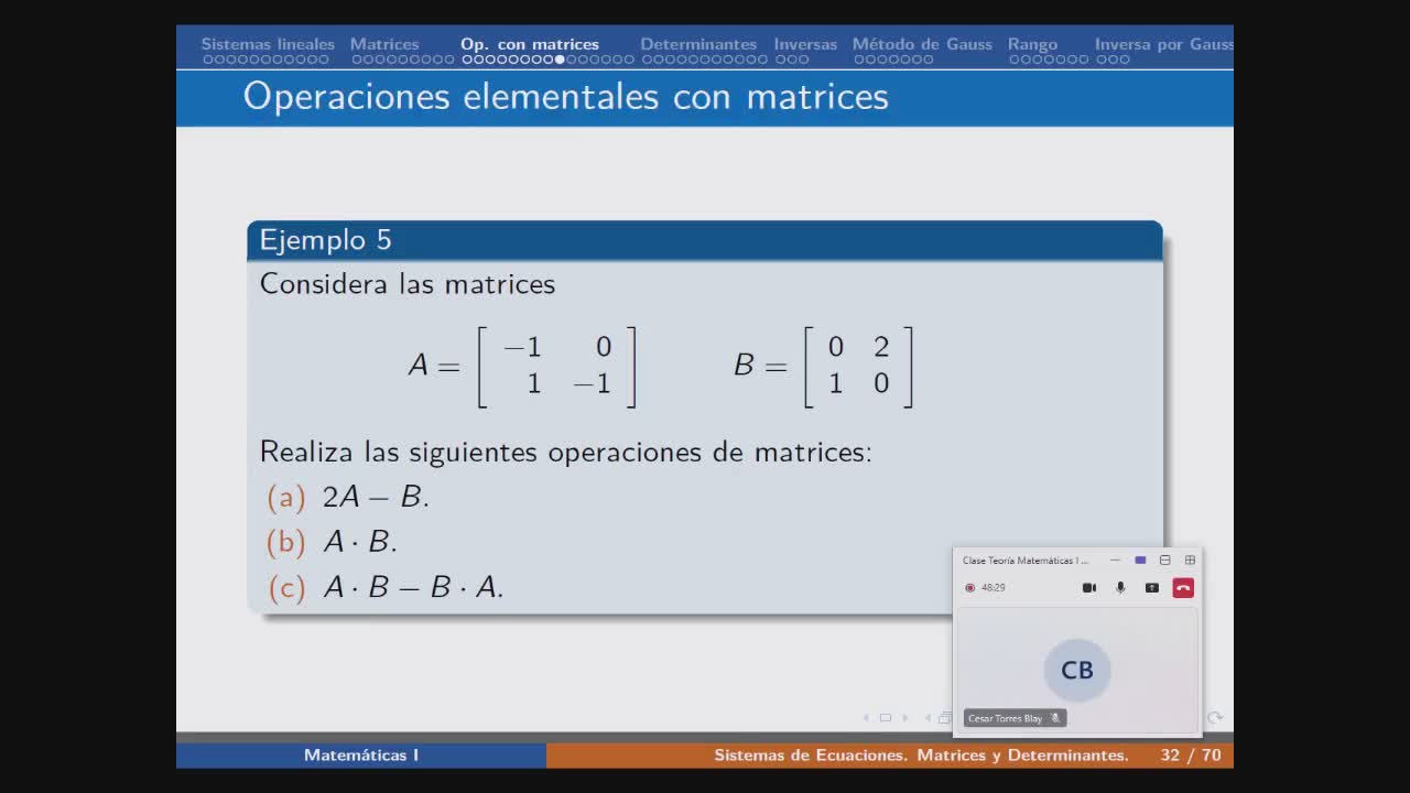 Ejercicio de operaciones con matrices 1