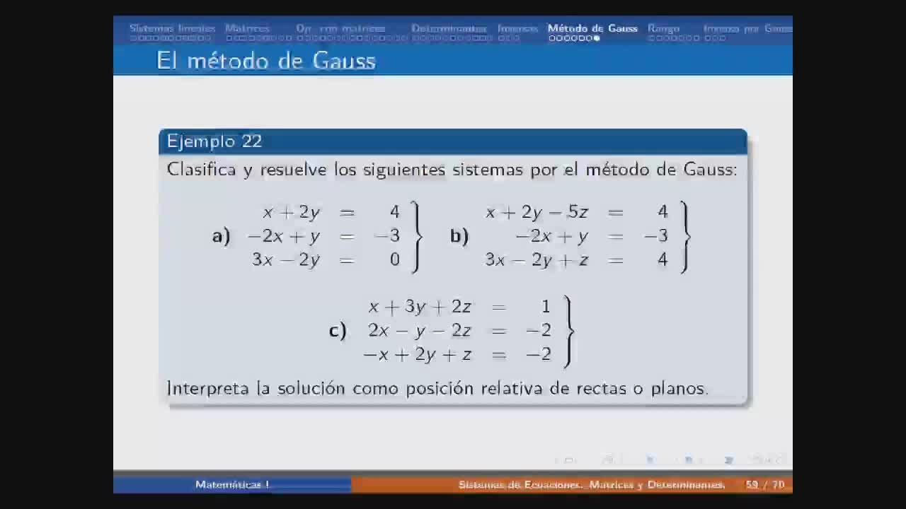 Ejercicio de sistemas de ecuaciones por Gauss 1