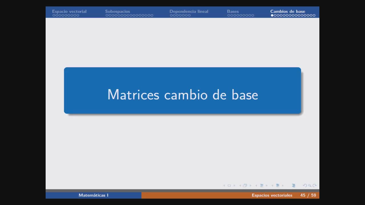 Explicaci�n matrices cambio de base con la can�nica