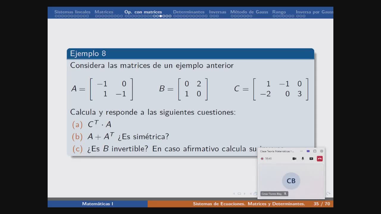 Ejercicio de operaciones con matrices 2